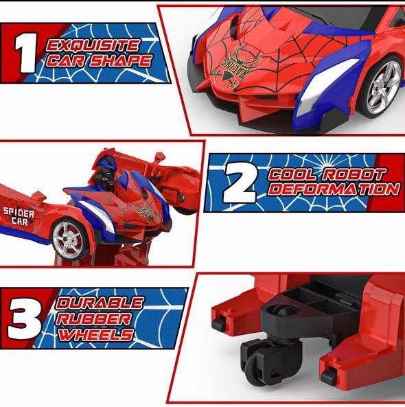 Blue JAY Transformer RC Car is suitable for 4-8 years old children, 2.4GHz remote control car 1:18 ratio transforming robot, one-key transformation 360° rotation, holiday gift Christmas gift birthday gift