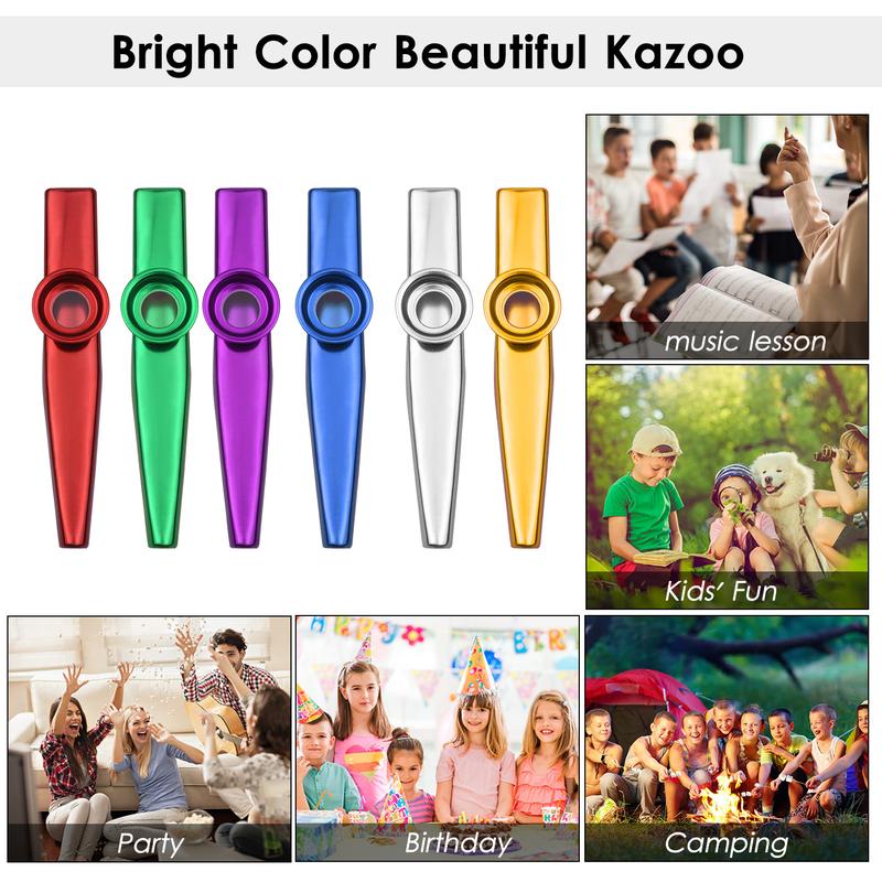 6pcs Aluminum Alloy Kazoo Musical Instrument for Child Adult Beginner