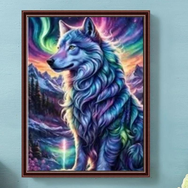 Wolf Pattern DIY 5D Diamonds Arts Painting Kit without Frame, DIY Decorative Art Picture for Beginners, Wall Art Decor for Home Living Room Bedroom