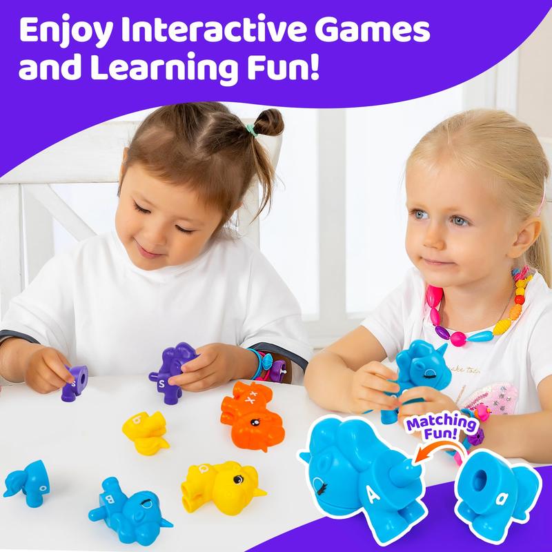 ABC Alphabet Learning Matching Games, 13 Pcs Unicorn Uppercase Lowercase Letter Montessori Preschool Interactive Educational Toys