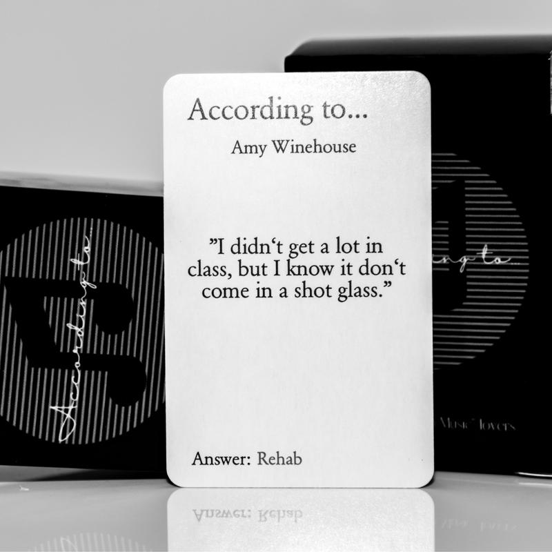 According to... Music Trivia Game deck of playingcard