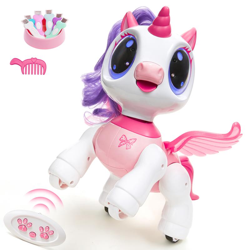 SGILE Unicorn Toy for Girls Robot Pet for Kids age 3 4 5 6 7 8 Years with Music Dance and Gesture Sense Control, Preschool STEM Learning Toy for Toddler Pink