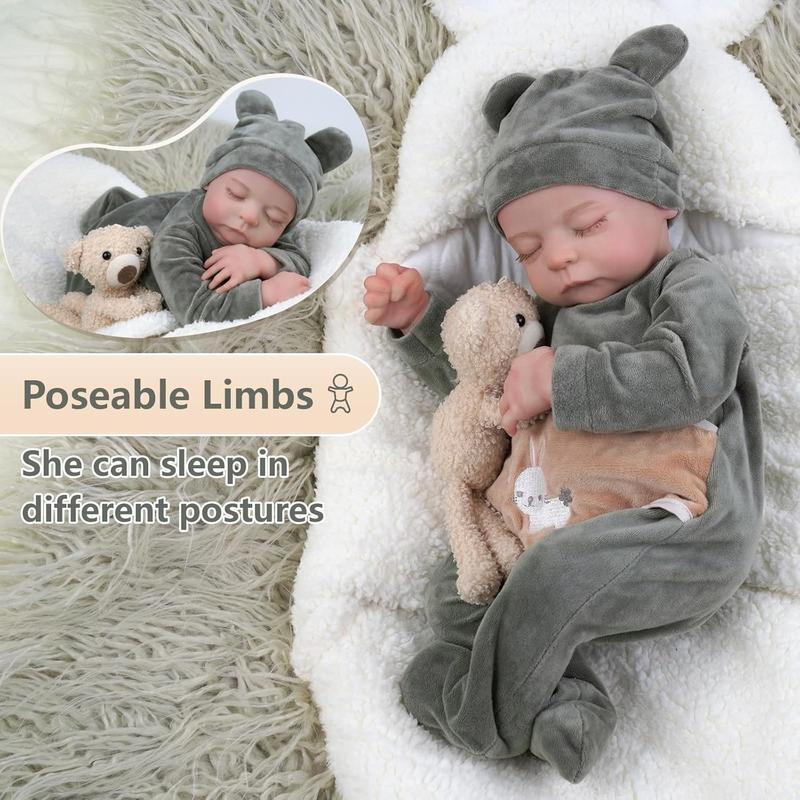 BABESIDE 3 in 1 Lifelike Reborn Baby Dolls with Heartbeat and Coos -17 in Realistic Newborn Baby Dolls Soft Body Breathable Baby Girl with Feeding Kit Gift Box for Kids Age 3+