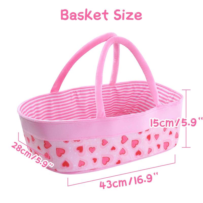 BABESIDE 8 Pcs Reborn Baby Doll Clothes with Bassinet for 17-22 Inch Baby Doll, Baby Doll Clothes Outfit Accessories fit Newborn Baby Doll Girl