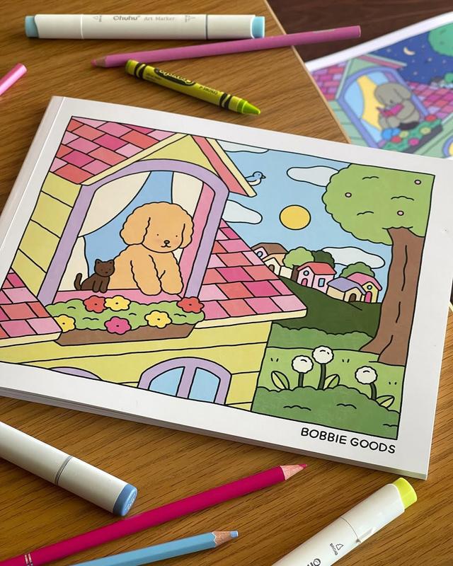 BOBBIE GOODS COLORING PICTURE SET - DAY TO NIGHT - Available in A5 and A4 sizes on super thick paper