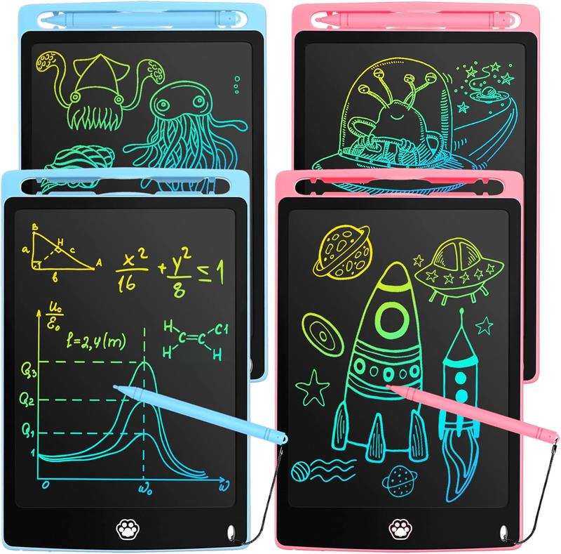 4 Pack LCD Writing Tablet for , Doodle Board Writing Tablet with 8.5 Inch Colorful Screen, Drawing Board Educational Toys for ,  Gift Toys for  3 4 5 6 7 8 Year Old, Blue+Blue+Pink+Pink