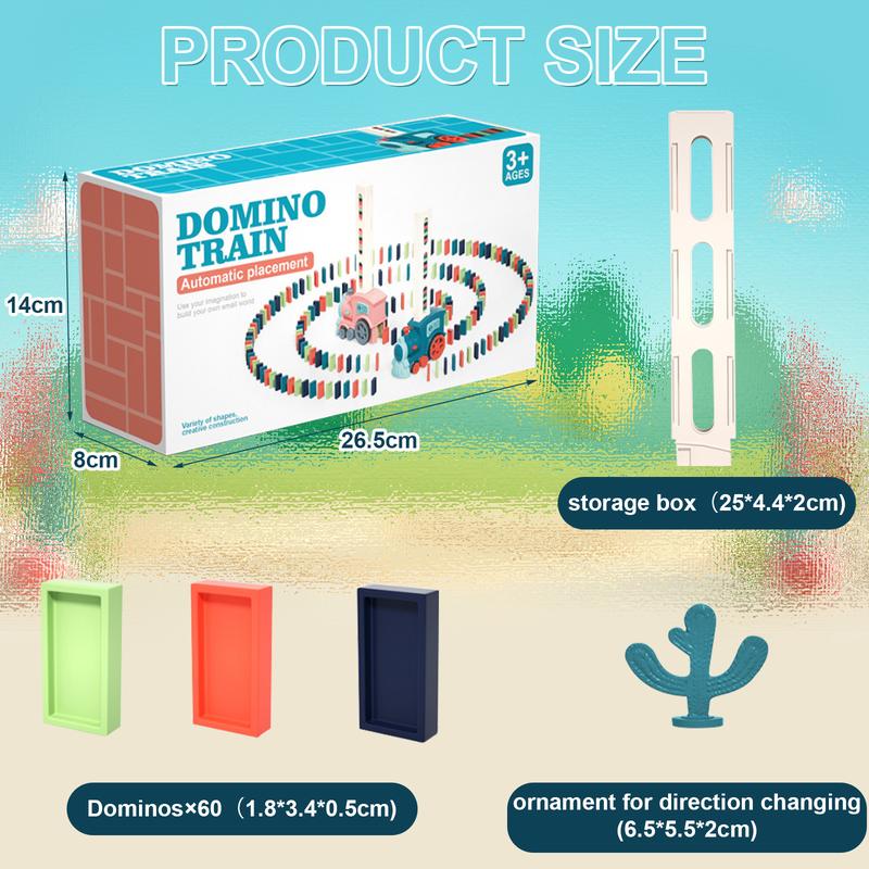 Dominoes Automatic Domino Train Toy Set - 180 Pcs, Domino Train Blocks Set Building and Stacking Toy for Kids Christmas Gifts