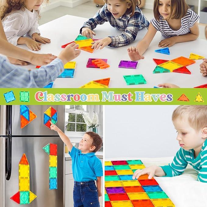 60 PCS Magnetic Building Tiles, Magnetic Tiles Kids Toys Magnet Toys for Toddler Magnetic Blocks Building Toys Preschool STEM Learning Sensory Montessori Toys for 3+ Year Old Boys and Girls, Safe Creativity Toddler Kids Toys, Christmas Toys Gifts