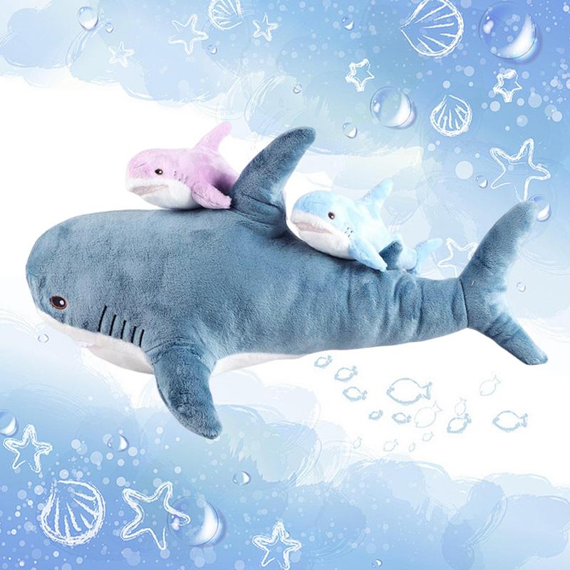 Home Giant Shark Stuffed Toys, 5 Counts set Soft Plush Pillows, Creative Comfort Animal Plushie Doll Pillow for Room Decor, Fun Birthday Gift, Sofa Ornaments,  Stuffed Animals