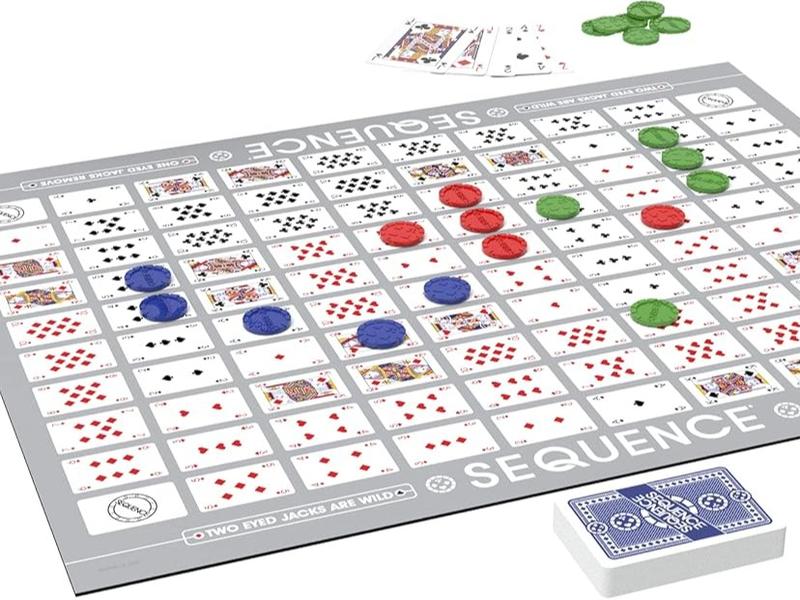 SEQUENCE- Original SEQUENCE Game with Folding Board, Cards and Chips by Jax ( Packaging may Vary ) White, 10.3