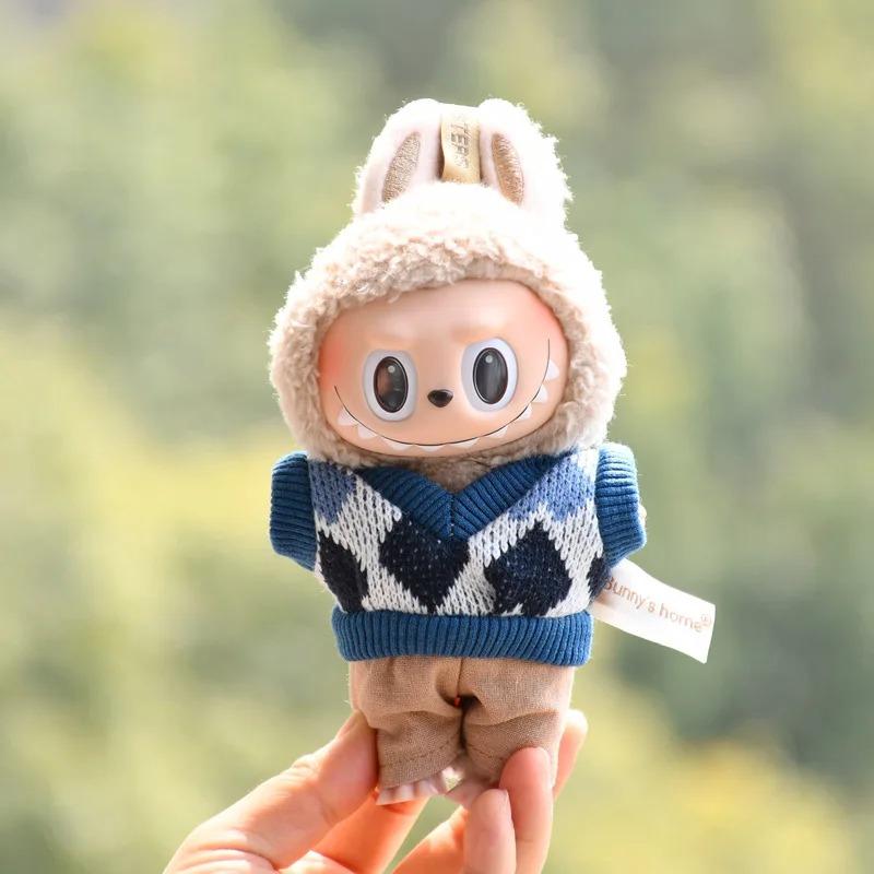 (Only Clothes) 17cm Cute Mini Plush Doll'S Clothes Outfit Accessories For Korea Kpop Exo Labubu Idol Dolls Overalls Hat Clothing DIY Kids Gift