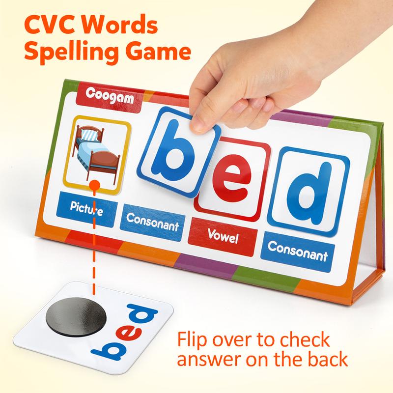 CVC Word Builder, Magnetic Sight Word Games with Flashcards, Educational Toy Gift for Kids