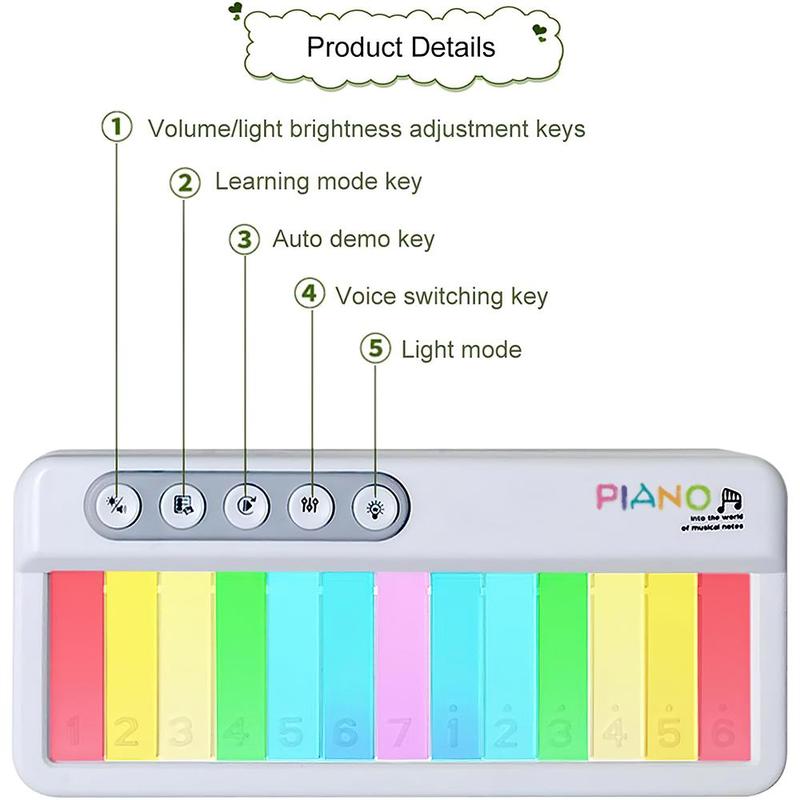 Multi-functional Electronic Piano, Creative Piano Music Toy with Light & Music, Pocket Size Music Learning Toy for Birthday Gift