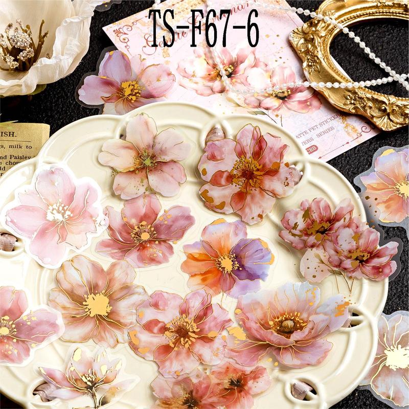 Vintage Flower Pattern Sticker, 20pcs set Scrapbooking & Stamping Supplies, DIY Decorative Sticker For Scrapbooking & Journal Making