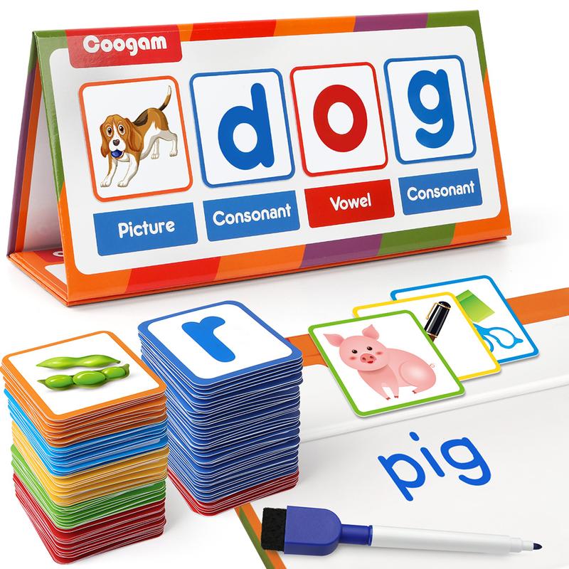 CVC Word Builder, Magnetic Sight Word Games with Flashcards, Educational Toy Gift for Kids