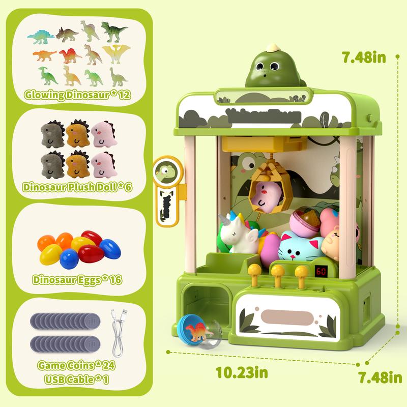 Dinosaur Claw Machine,Electronic Arcade Game Vending Machine Toys with Dinosaur Toys & Sound,Candy Dispenser Machine, Ideal Thanksgiving Christmas Gifts