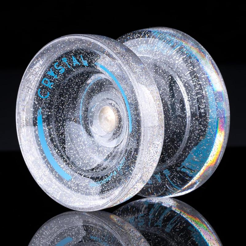 MAGICYOYO K2 Crystal Upgrade New Color - Silver Glitter Clear, Pro Responsive Yoyo for Kids, Dual Purpose Finger Spin Yo Yo with Extra Unresponsive Bearing + 12 Yoyo Strings + Yoyo Case