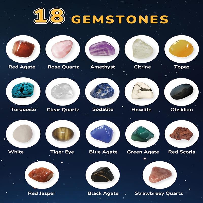 Gemstone Dig Kit, Excavate 18 Gems from The Solar System, Gem Digging Kit for Kids Age 6-8-12, Space Planet Toys STEM Science Kits Christmas Birthday Gift for Boys Girls Halloween Christmas Gift