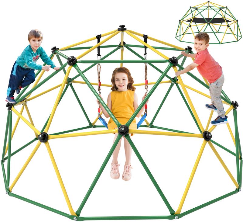 Bearbro 6FT 10FT Dome Climber, Children's jungle gym for Kids 3-5 Year Outdoor Play Center, Supporting 600 lbs Rugged and Interesting Climbing Dome, Yellow and Blue