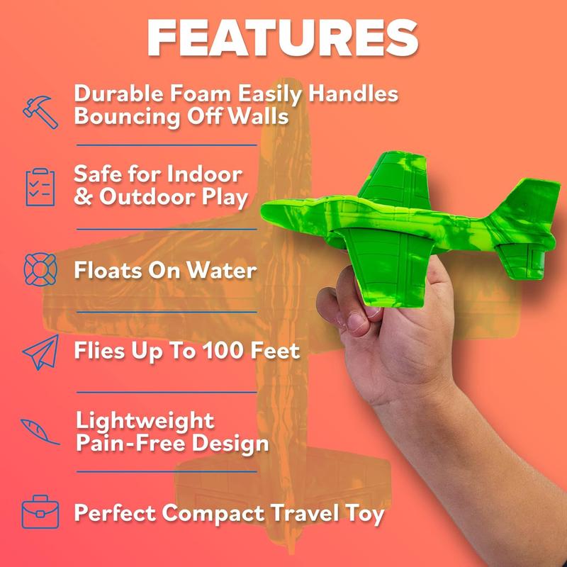 Foam Airplanes - Stocking Stuffers for Kids All Ages 4 5 6 7 8 9 10 Year Old - Best Toy Gift - Boy Toys Stocking Stuffer Gifts - Easter Basket Gifts for Boys & Girls Party Favors - Air Plane Gift Idea