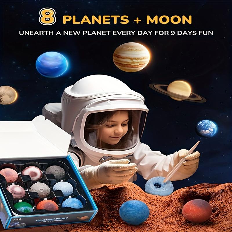 Gemstone Dig Kit, Excavate 18 Gems from The Solar System, Gem Digging Kit for Kids Age 6-8-12, Space Planet Toys STEM Science Kits Christmas Birthday Gift for Boys Girls Halloween Christmas Gift