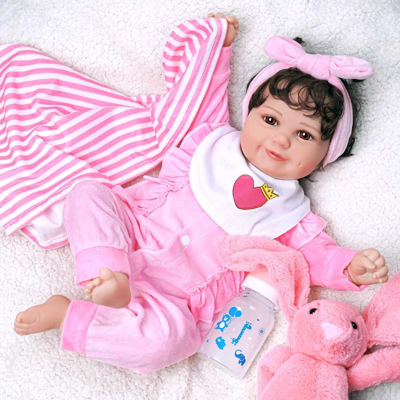 BABESIDE 8 Pcs Reborn Baby Doll Clothes with Bassinet for 17-22 Inch Baby Doll, Baby Doll Clothes Outfit Accessories fit Newborn Baby Doll Girl