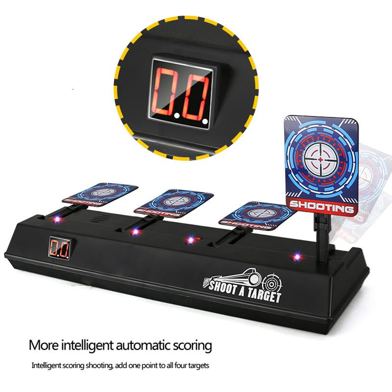 4Pcs Electronic Scoring Shooting Targets, 4 Targets LED Light & Shooting Sounds Effect Auto Reset Digital Targets for Nerf Guns Toys