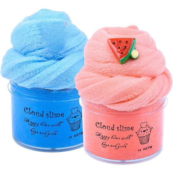 2 Pack Cloud Slime Kit, Soft and Non-Sticky Stress Relief Toy for Kids Education, Birthday Gift, Party Favor, Halloween and Christmas gift for kids