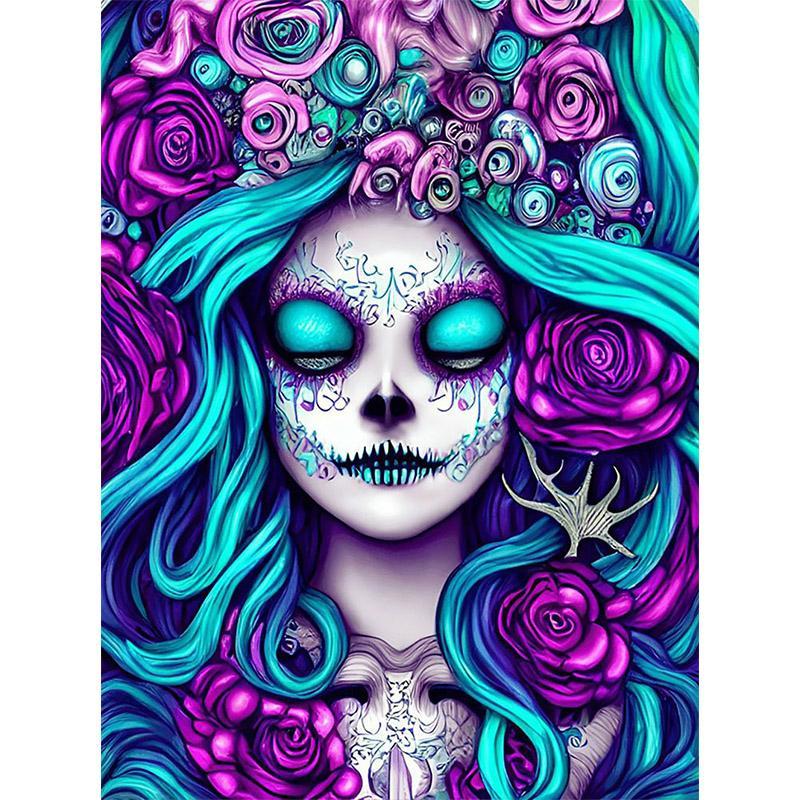 Frameless Artificial Diamond Arts Colorful Painting Kit, 1 Count DIY Girl Pattern Crafting Project, Decoration for House Halloween Decor