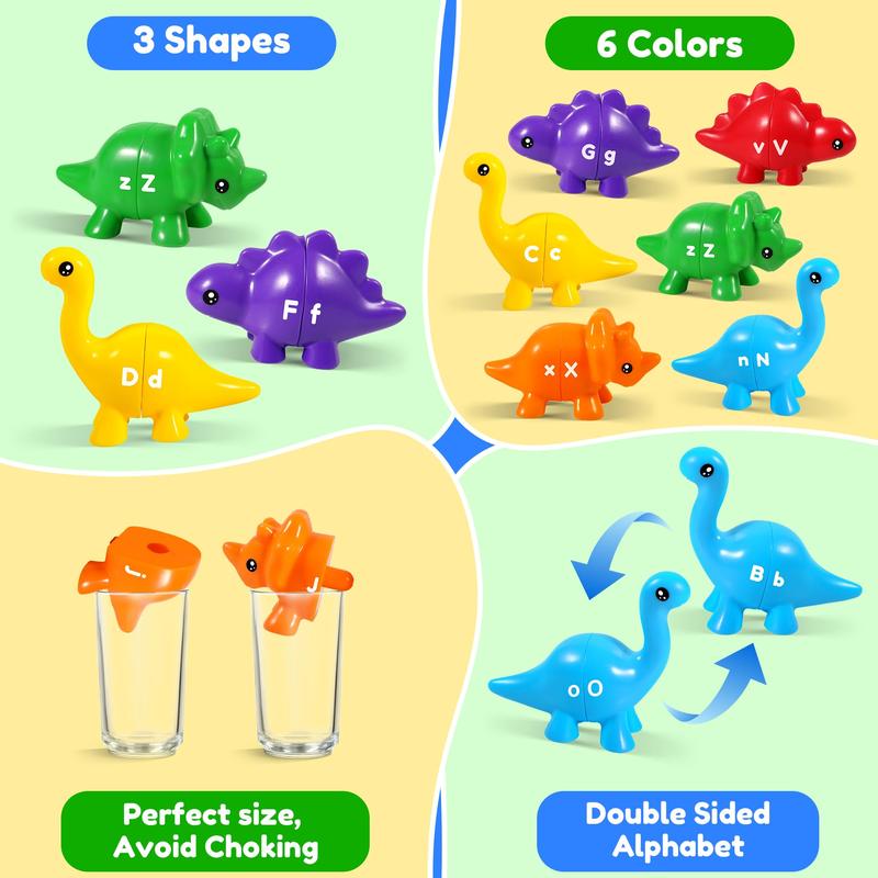 Matching Letter Counting Double-Sided Dinosaur Toy ABC Letter Preschool Education Sensory Classification Education Montessori Children's Toy Set