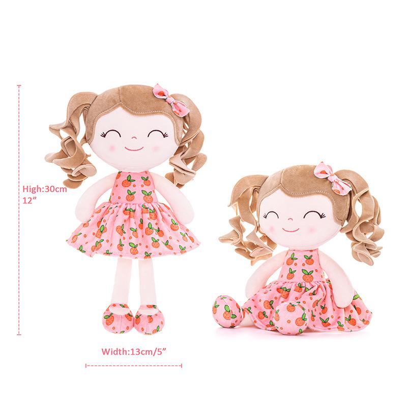 Plush Doll First Baby Dolls Baby Girl Gift Christmas Gifts For 0 To 6 Years Girls Curly Hair With Orange Dress 12 inches