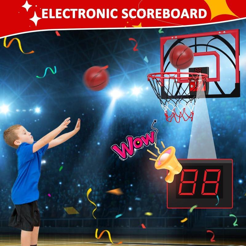 Mini Basketball Hoop Indoor for Door with Electronic Scoreboard, 4 Balls & Air Pump, Gifts for 5,6,7,8,9,10,11,12 Year Old Boys Toys Teen Kids