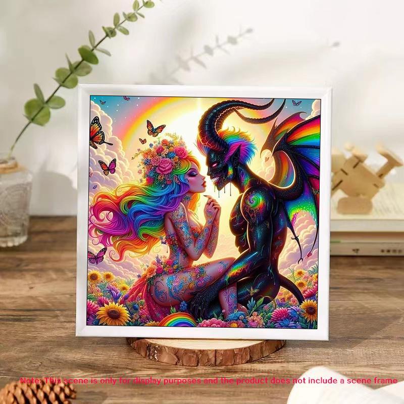 Cartoon Couple Pattern DIY Diamond Arts Colorful Painting Kit without Frame, 5D Diamond Arts Colorful Painting Kit, Wall Art Decor for Home Bedroom