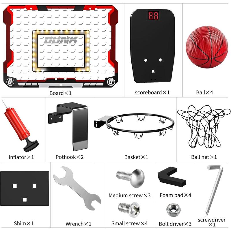 Indoor Basketball Hoop for Kids, Door Room Basketball Hoop,Mini Basketball Hoop with 4 Balls, Basketball Toys