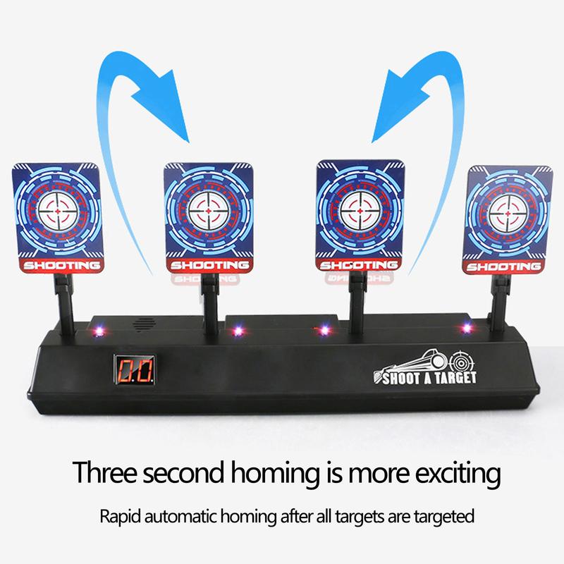 4Pcs Electronic Scoring Shooting Targets, 4 Targets LED Light & Shooting Sounds Effect Auto Reset Digital Targets for Nerf Guns Toys