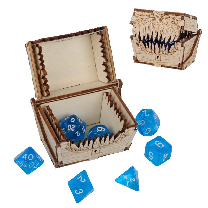 DND Dice Jail Prison with Polyhedral Dice Set Wood Cage for Your Bad Dice