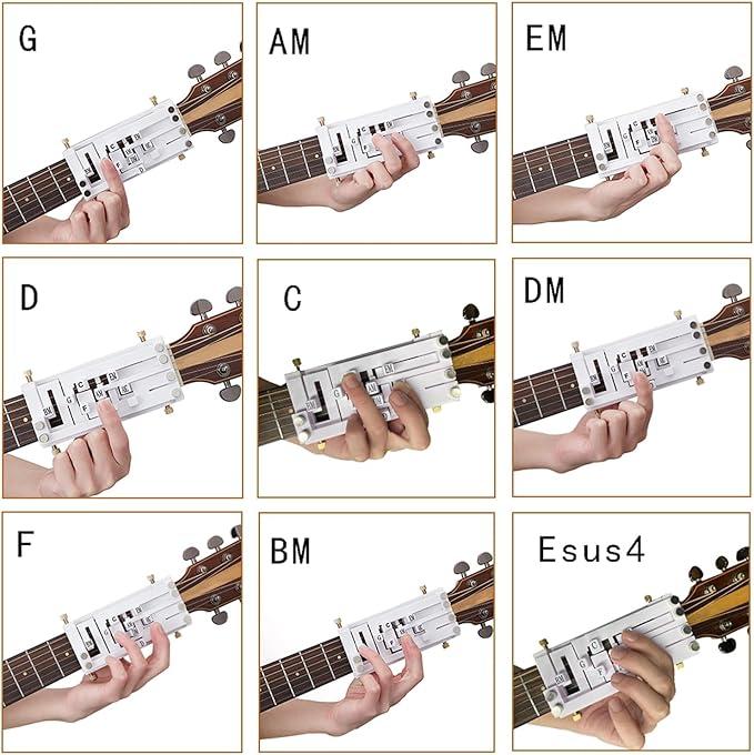 Guitar Chord Presser, Guitar Virtuoso Chord Presser, Guitar Chord Trainer Guitar Learning Tools, Guitar Assistant Practical Teaching Tool for Beginners Guitar Learning Tool Accessories Guitar Chord