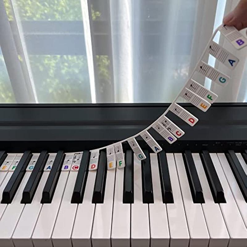 Reusable Piano Keyboard Note Labels, Silicone Piano Stickers for Beginners, Innovative Keyboard Music Note Stickers with Letter Notation Guide, Perfectly Fits 88-key Pianos, Christmas Gift