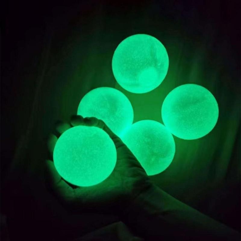 Random Color Luminous Ball, 1 3 5 Counts Glow in The Dark Sticky Ball, Stress Relief Toy for Outdoor, Fitness Entertainment, Party, Christmas Gift