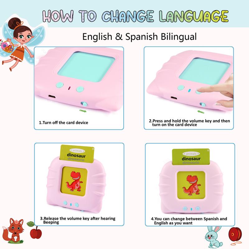 Bilingual English & Spanish Talking Flash Cards FREE TO FLY Toys Gifts: 385 Sight Words Montessori Toys Educational Learning Tools Spanish Learning