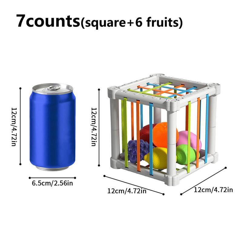 Random Color Montessori Sorter Toy, 1 Count Colorful Cube & 6 Counts Fruit Shaped Toys, Developmental Learning Toy for Gifts