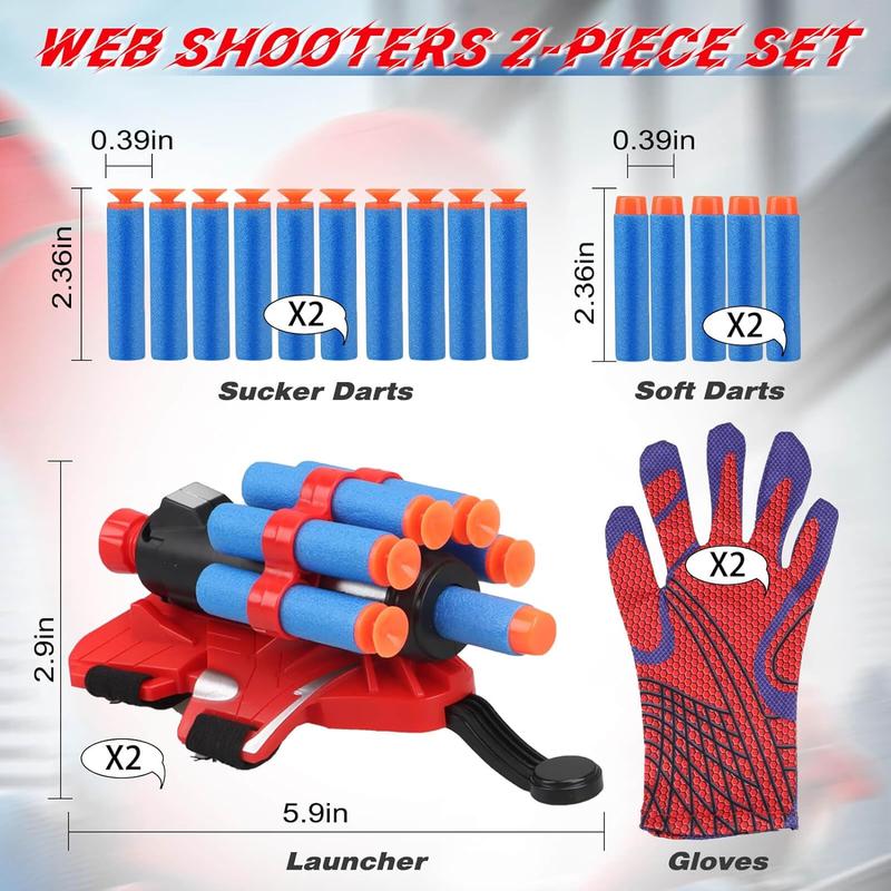 Web Shooters Toy for Kids 2 Pack, Toy for 3 4 5 6 7 8 Year Old Boy, Web Slinger Boy Toys with Spider Glove Launcher, Toys for Boys 4-6, Birthday Gifts for Boys 6-8