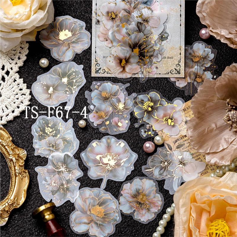 Vintage Flower Pattern Sticker, 20pcs set Scrapbooking & Stamping Supplies, DIY Decorative Sticker For Scrapbooking & Journal Making