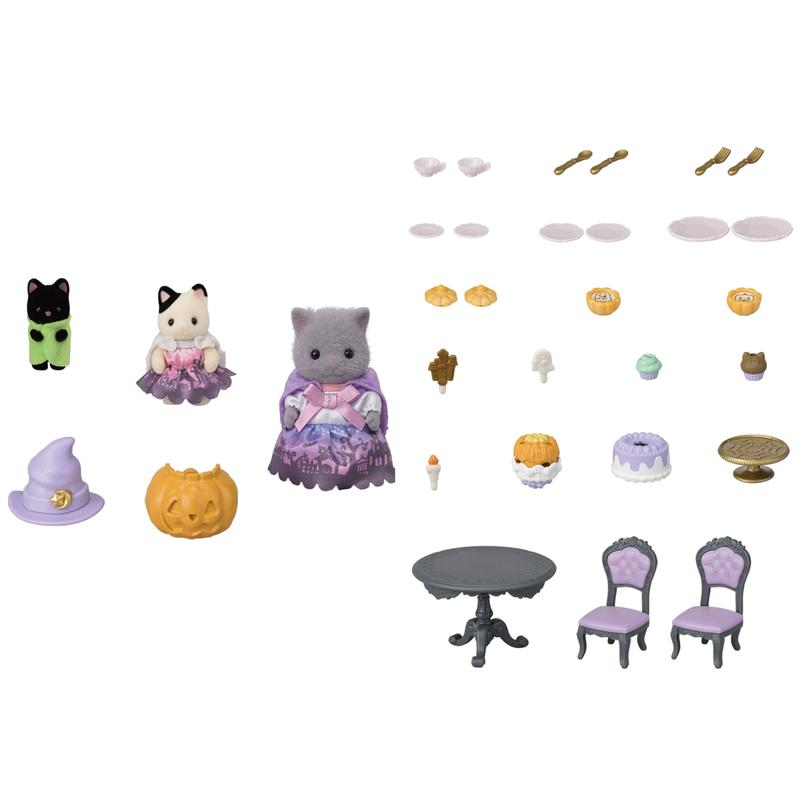 Calico Critters Halloween Surprise Party Set, Dollhouse Playset with Figures and Accessories