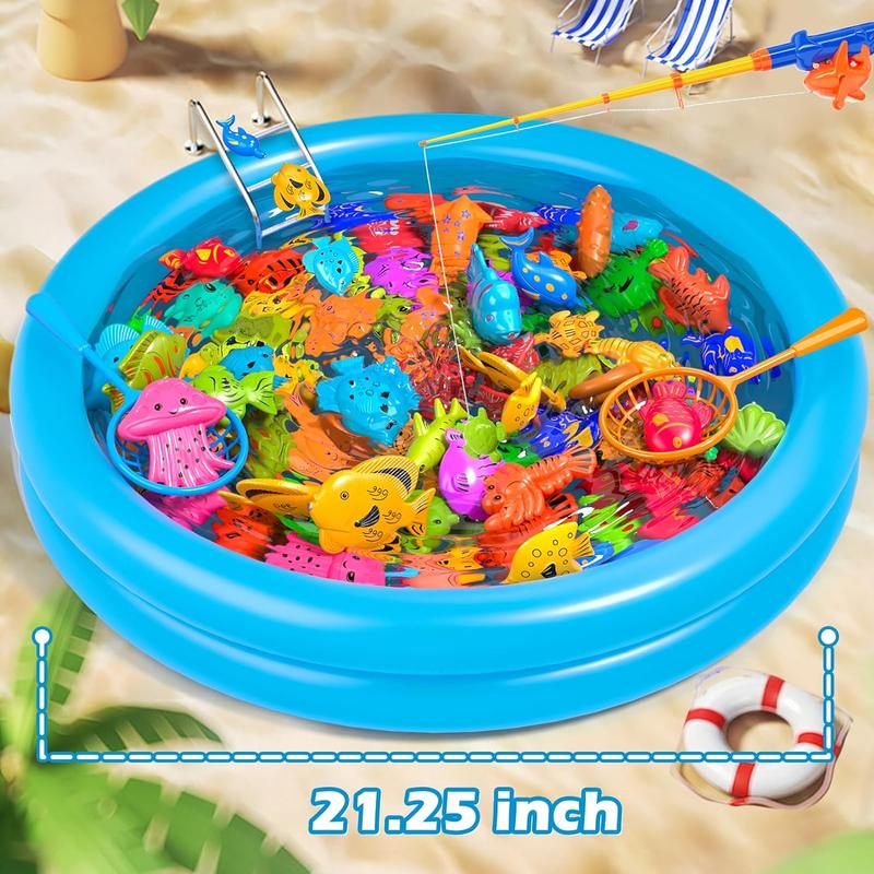 Magnetic Fishing Game Bath Pool Toys for 48pcs Fishing Toys Game Floating Fish Magnet Pole Christmas Gifts