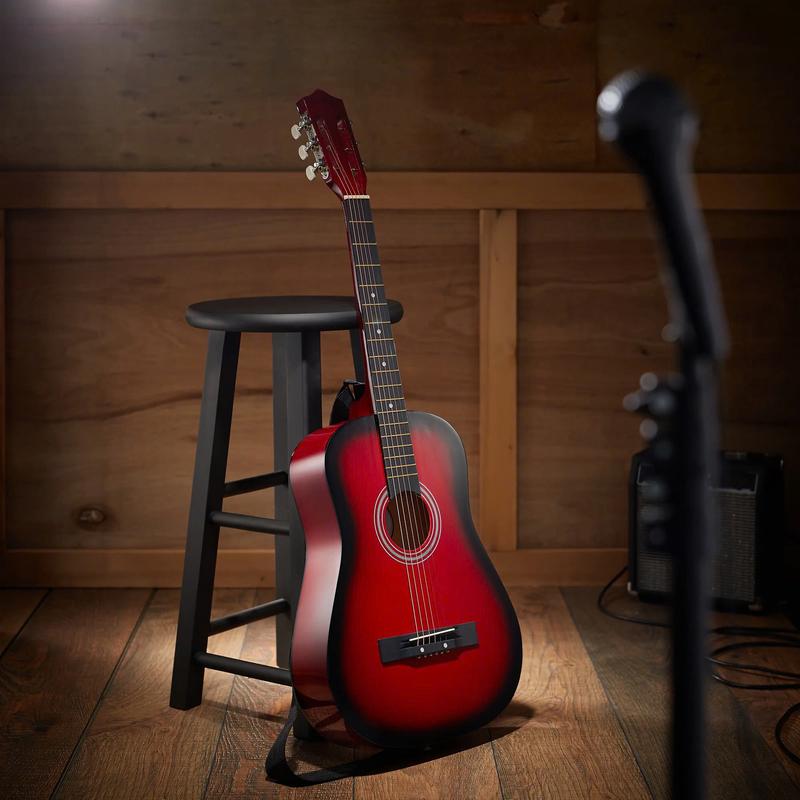 38-Inch Beginner Acoustic Guitar Starter Package, Red