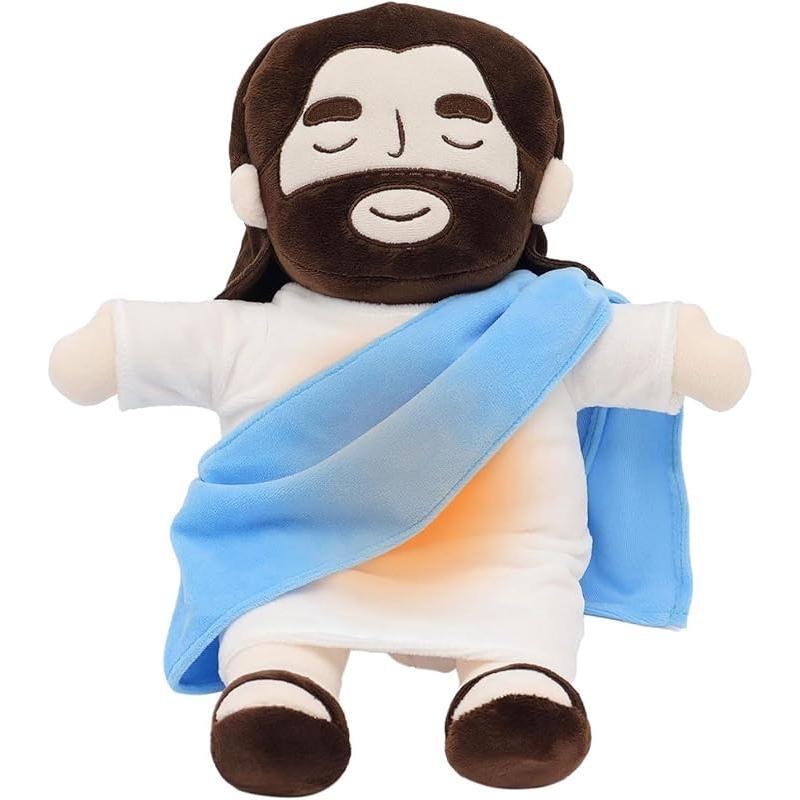 Christmas gifts Jesus Plush Breathing Soothing Jesus Stuffed Animal Heart of Jesus to Sleep Suitable for Church Sunday School Religious Easter Gift for Kids