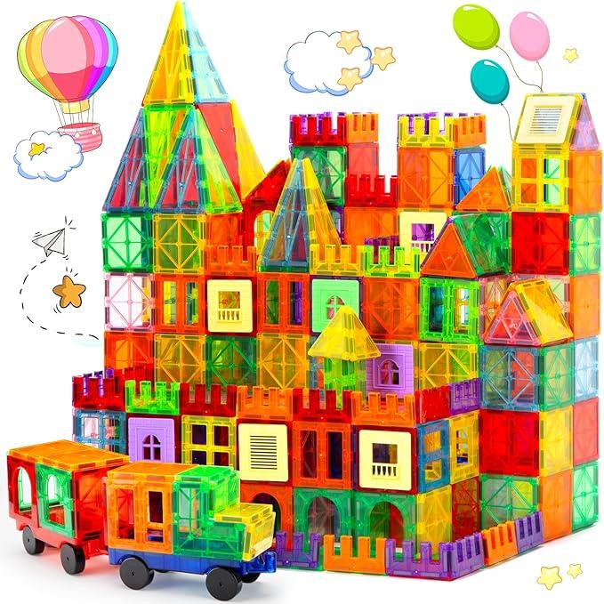 60 PCS Magnetic Building Tiles, Magnetic Tiles Kids Toys Magnet Toys for Toddler Magnetic Blocks Building Toys Preschool STEM Learning Sensory Montessori Toys for 3+ Year Old Boys and Girls, Safe Creativity Toddler Kids Toys, Christmas Toys Gifts