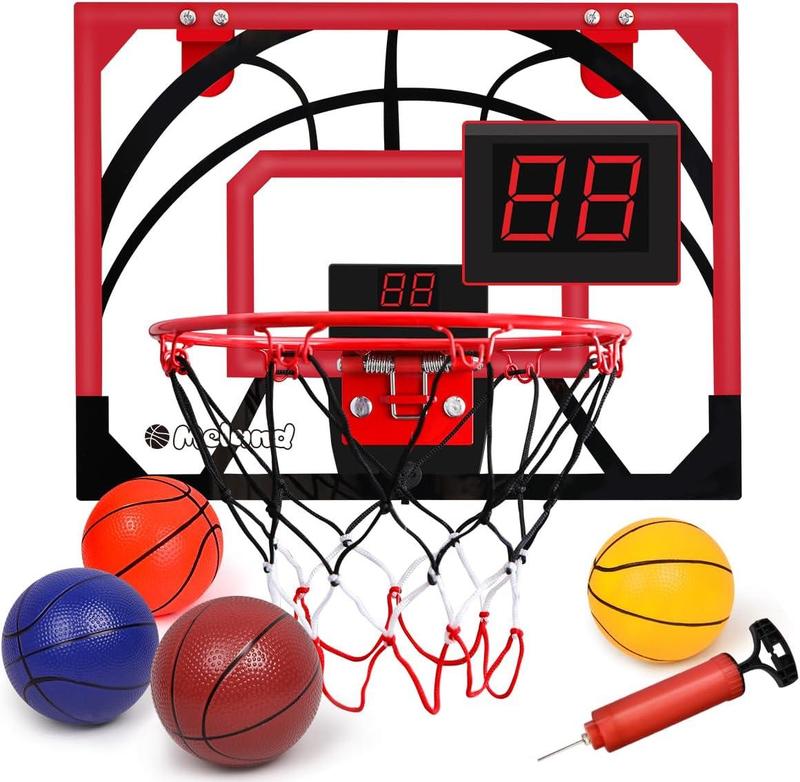 Mini Basketball Hoop Indoor for Door with Electronic Scoreboard, 4 Balls & Air Pump, Gifts for 5,6,7,8,9,10,11,12 Year Old Boys Toys Teen Kids