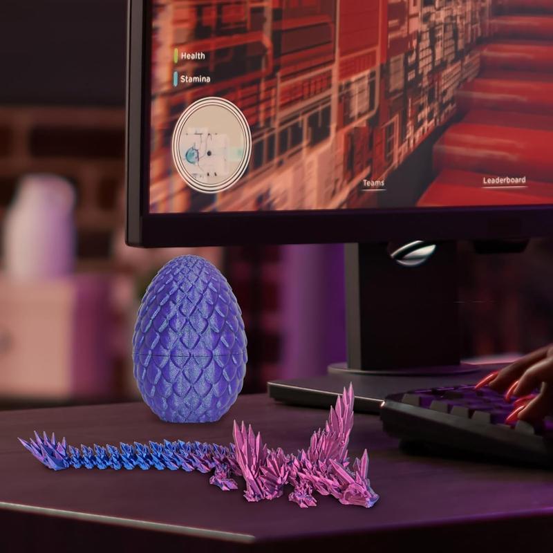 Fly Wings Dragon & Dragon Egg, 3D Printed Articulated Fidget Toys for Adults Office Room Decor Collectible Figurines Funny Gifts for Kids, Boys, Girls (Brilliant Purple, M Size)